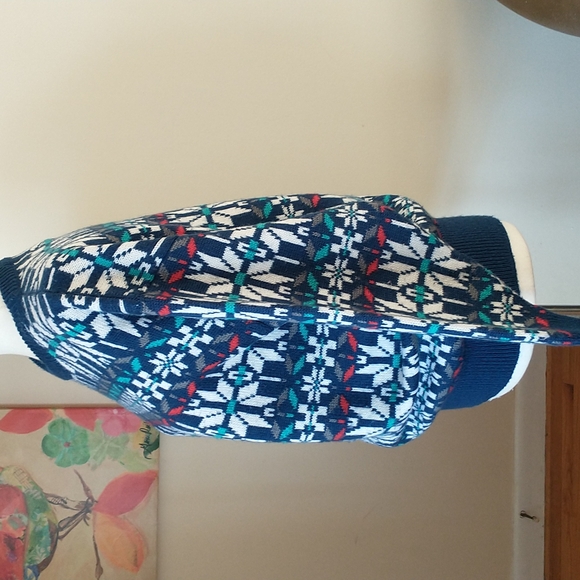 Vintage sweater wool blend crew neck navy blue white snow ski pattern size M - Picture 4 of 7